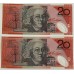 AUSTRALIA 2005 . TWENTY 20 DOLLARS BANKNOTES . MacFARLANE/HENRY . LAST PREFIX GB